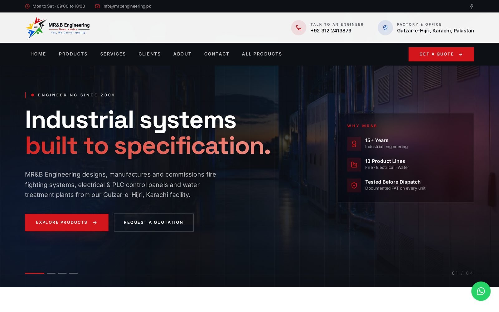 MR&B Engineering industrial website designed by BAVEON